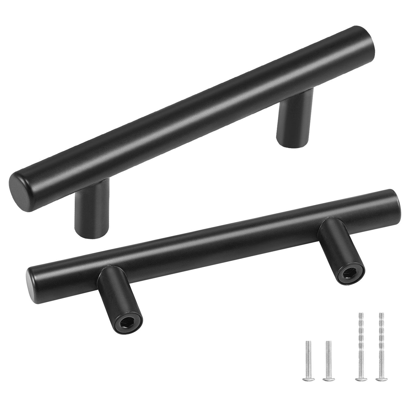 30-Pack Matte Black Stainless Steel Cabinet Pulls, 0.08m Center, Modern Style