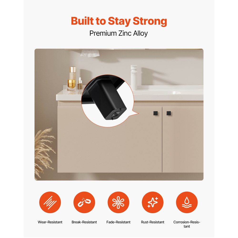 Cabinet Knobs Drawer Kitchen Pulls 10 Pack 30 mm Square Zinc Alloy Black