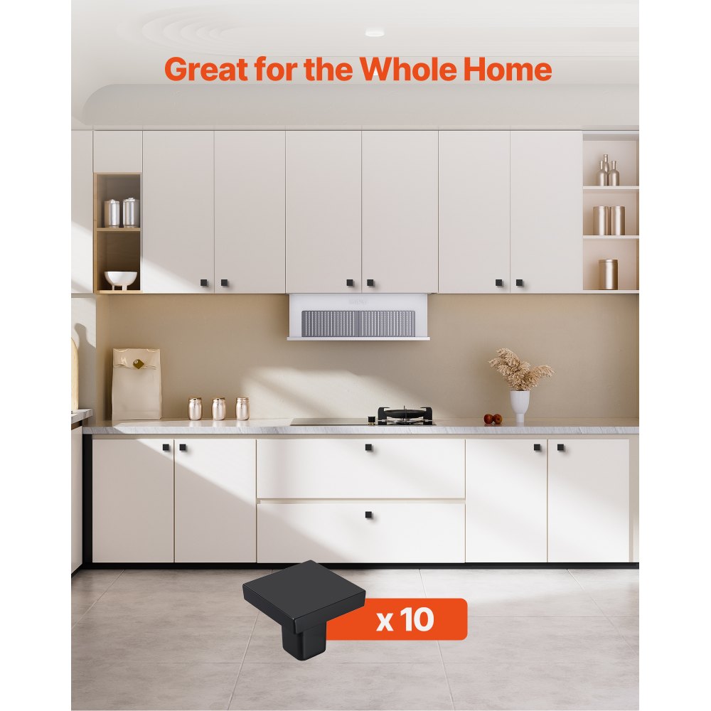 Cabinet Knobs Drawer Kitchen Pulls 10 Pack 30 mm Square Zinc Alloy Black