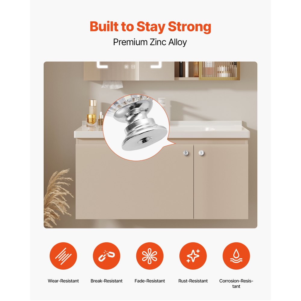 Cabinet Knobs Drawer Kitchen Pulls 12 Pack 31 mm Diamond Handle Acrylic