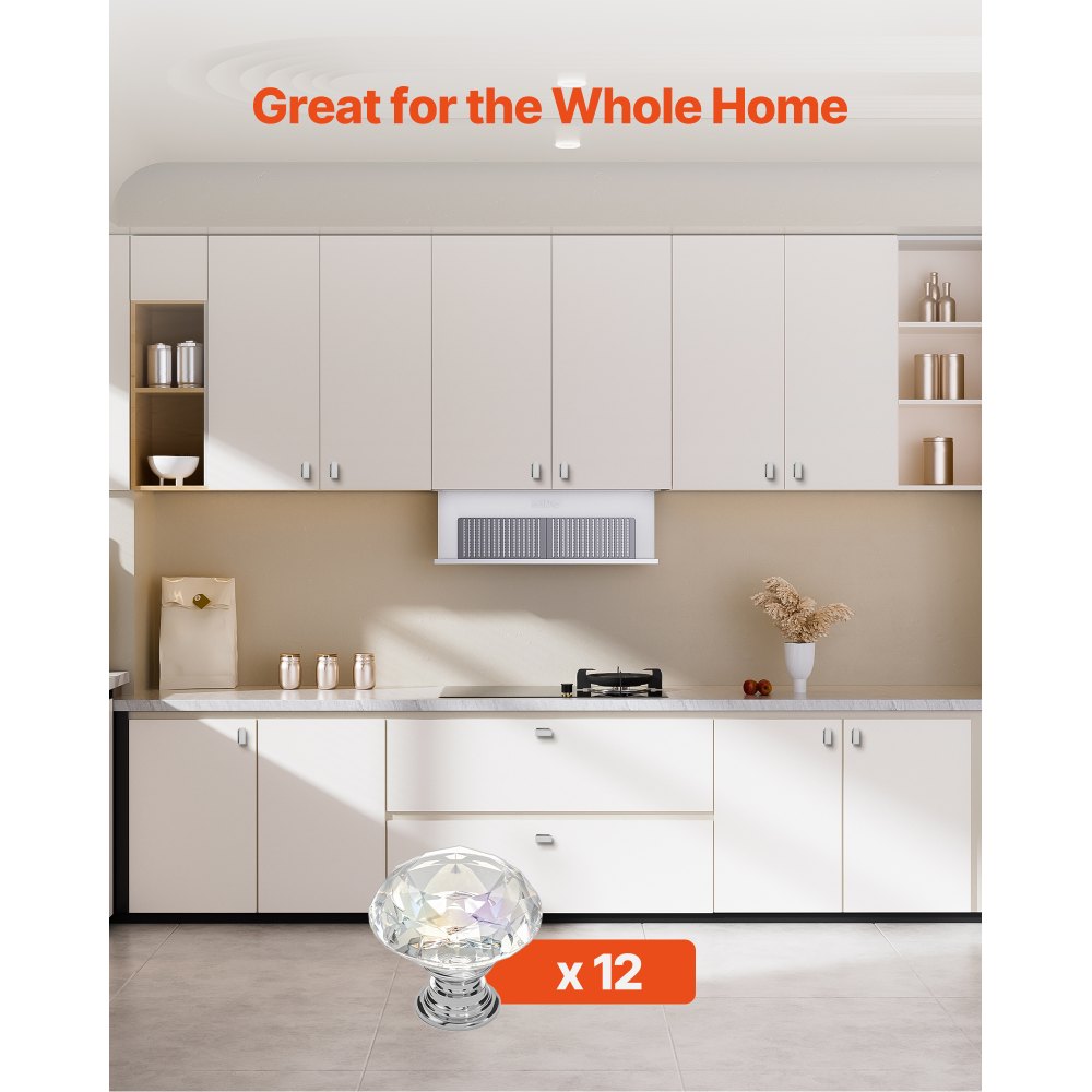 Cabinet Knobs Drawer Kitchen Pulls 12 Pack 31 mm Diamond Handle Acrylic