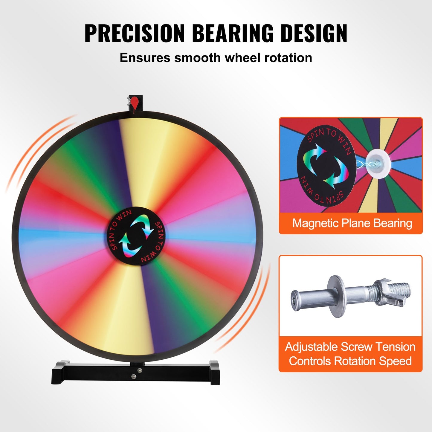 VEVOR 24 inch Spinning Prize Wheel, 14 Slots Tabletop Spinner, Heavy Duty Roulette