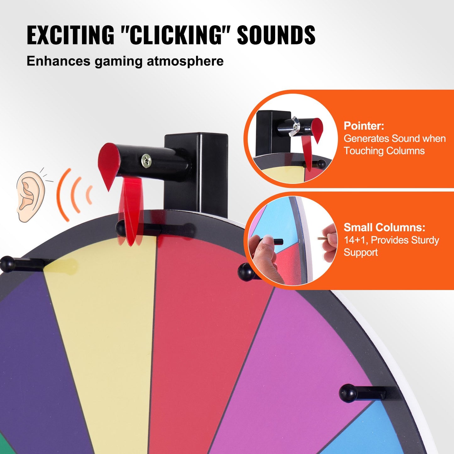 VEVOR 24 inch Spinning Prize Wheel, 14 Slots Tabletop Spinner, Heavy Duty Roulette