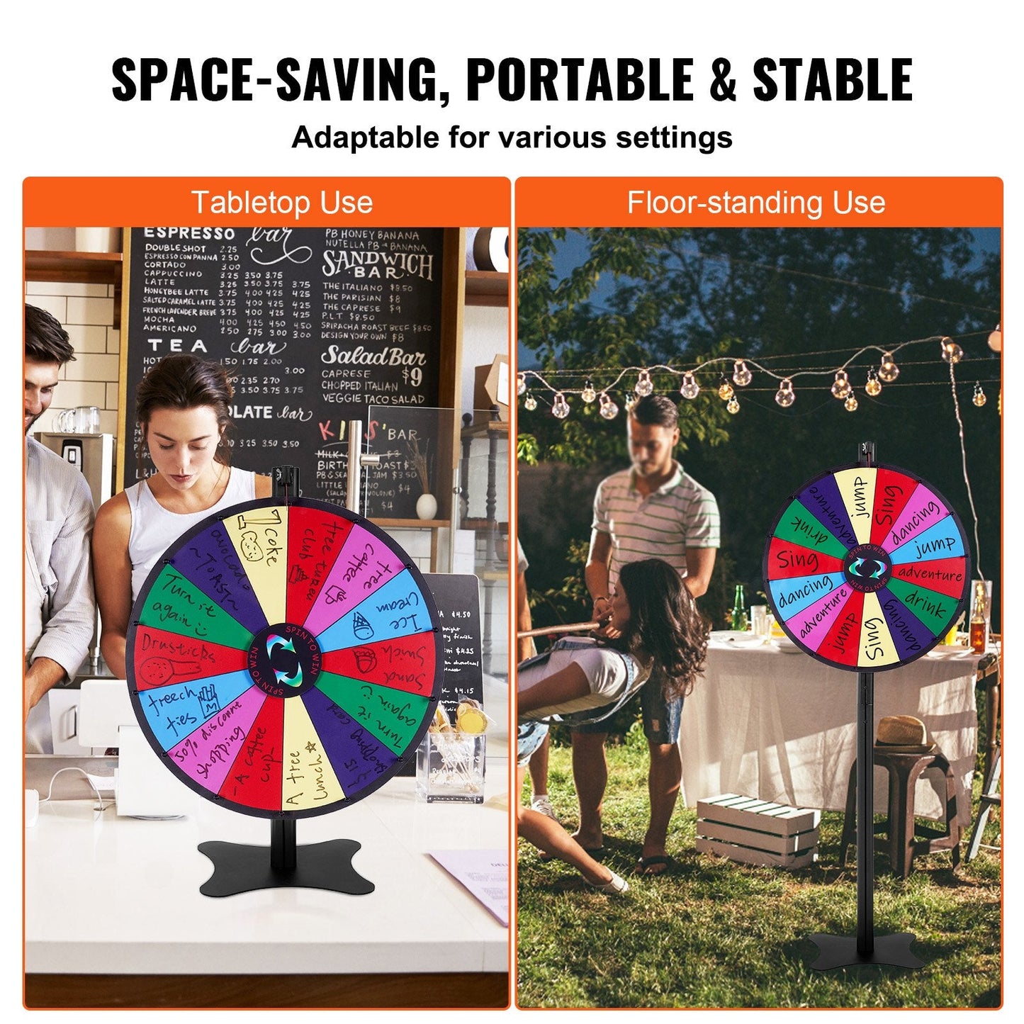 24cm Roulette Prize Wheel, 14 Slots, with Stand & Markers for Events and Parties
