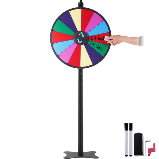 VEVOR 24 inch Spinning Prize Wheel, 14 Slots Spinning Wheel, Roulette Wheel with