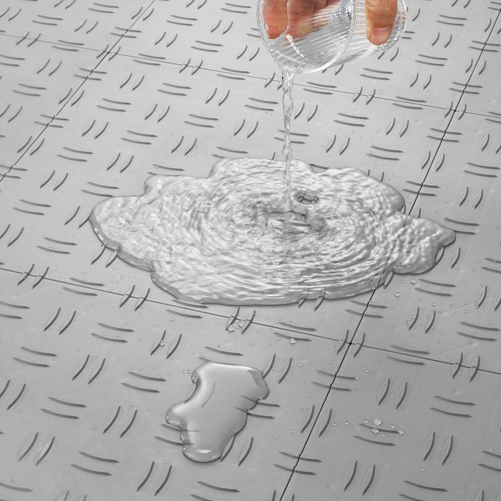 VEVOR Garage Tiles Interlocking 12x12 in 25 Pack Garage Flooring Tiles Silver