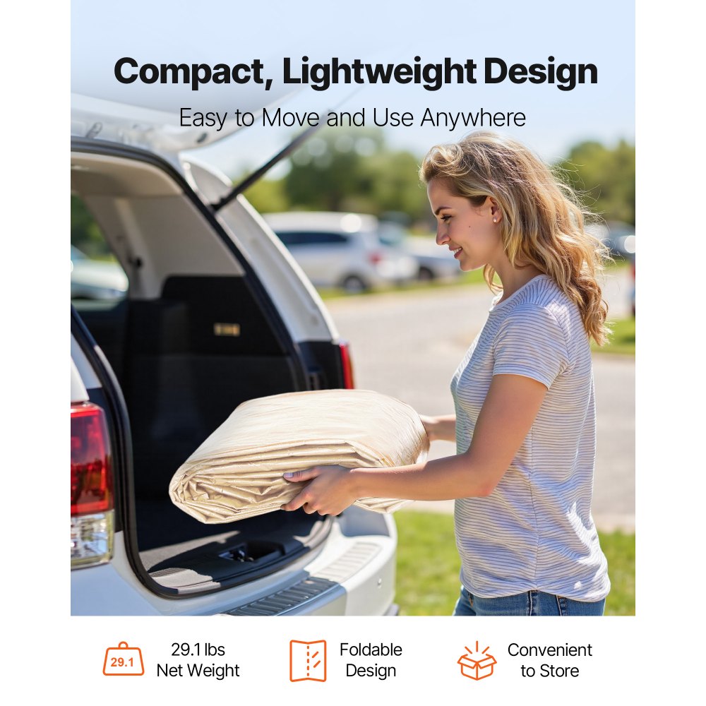 Carport Replacement Canopy, 3 x 6 m Potable Garage Tent Top Tarp with Sidewalls, UV-Resistant & Waterproof, Heavy Duty Car Shelter Tarp with Ball Buggees, Beige, Frame Not Included