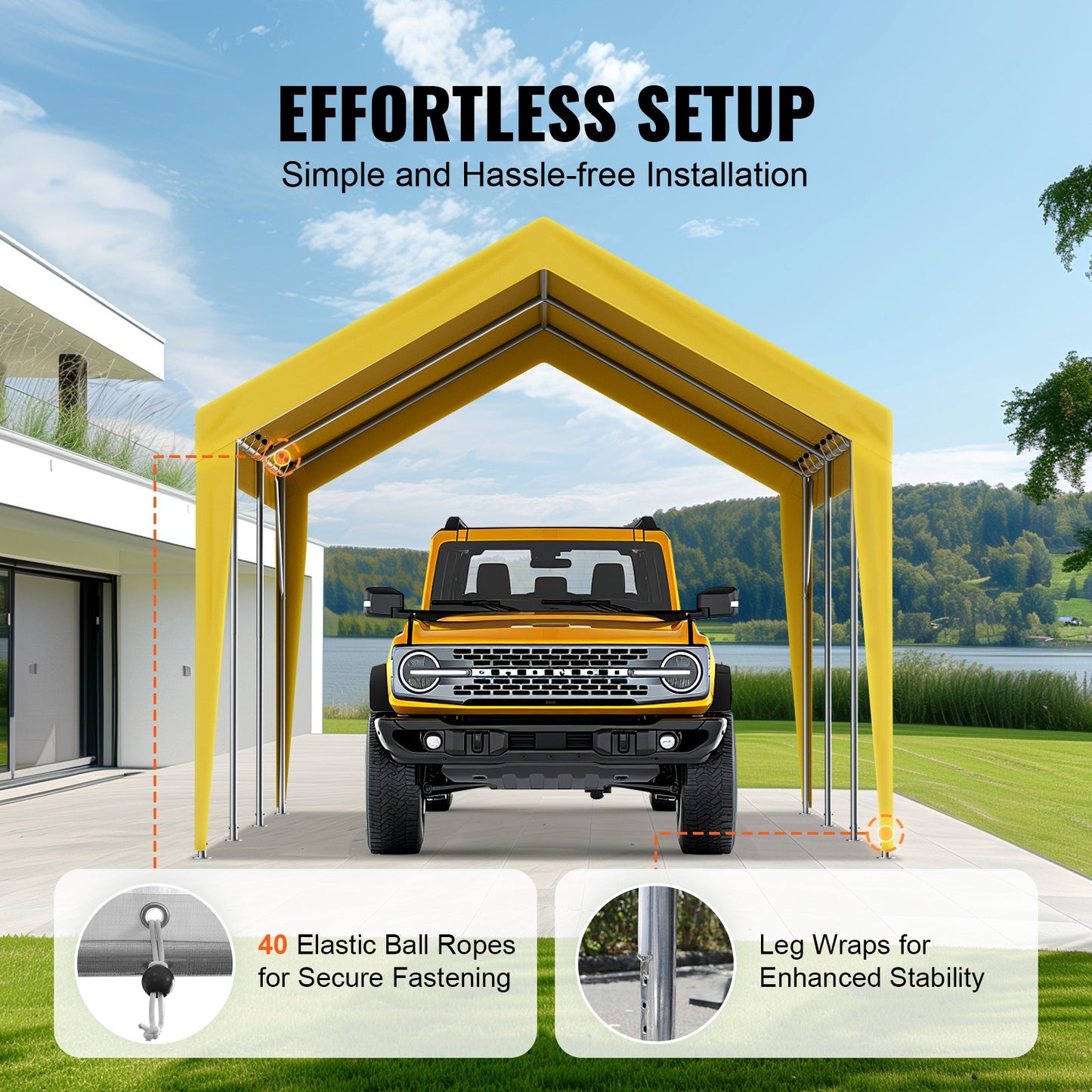 VEVOR Carport Replacement Canopy Cover 10 x 20 ft, Garage Top Tent Shelter Tarp