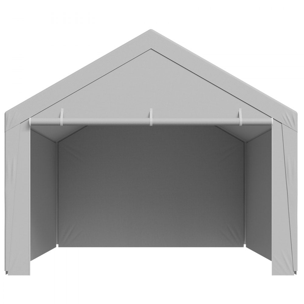 Carport Replacement Canopy, 3.6x 6 m Potable Garage Tent Top Tarp with Sidewalls, UV-Resistant & Waterproof, Heavy Duty Car Shelter Tarp with Ball Buggees, Grey, Frame Not Included