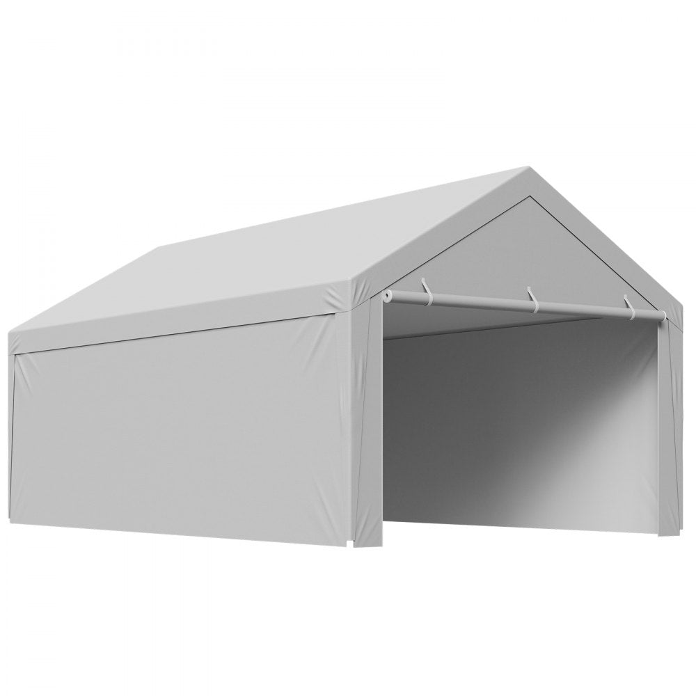 Carport Replacement Canopy, 3.6x 6 m Potable Garage Tent Top Tarp with Sidewalls, UV-Resistant & Waterproof, Heavy Duty Car Shelter Tarp with Ball Buggees, Grey, Frame Not Included