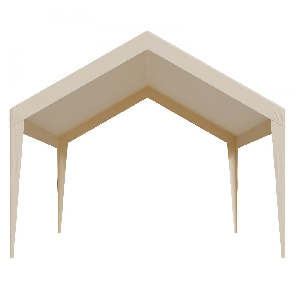 Carport Replacement Canopy, 3.6 x 6 m Potable Garage Tent Top Tarp, UV-Resistant & Waterproof Car Shelter Tarp, Heavy Duty Car Port Cover with Ball Buggees, Beige, Frame Not Included