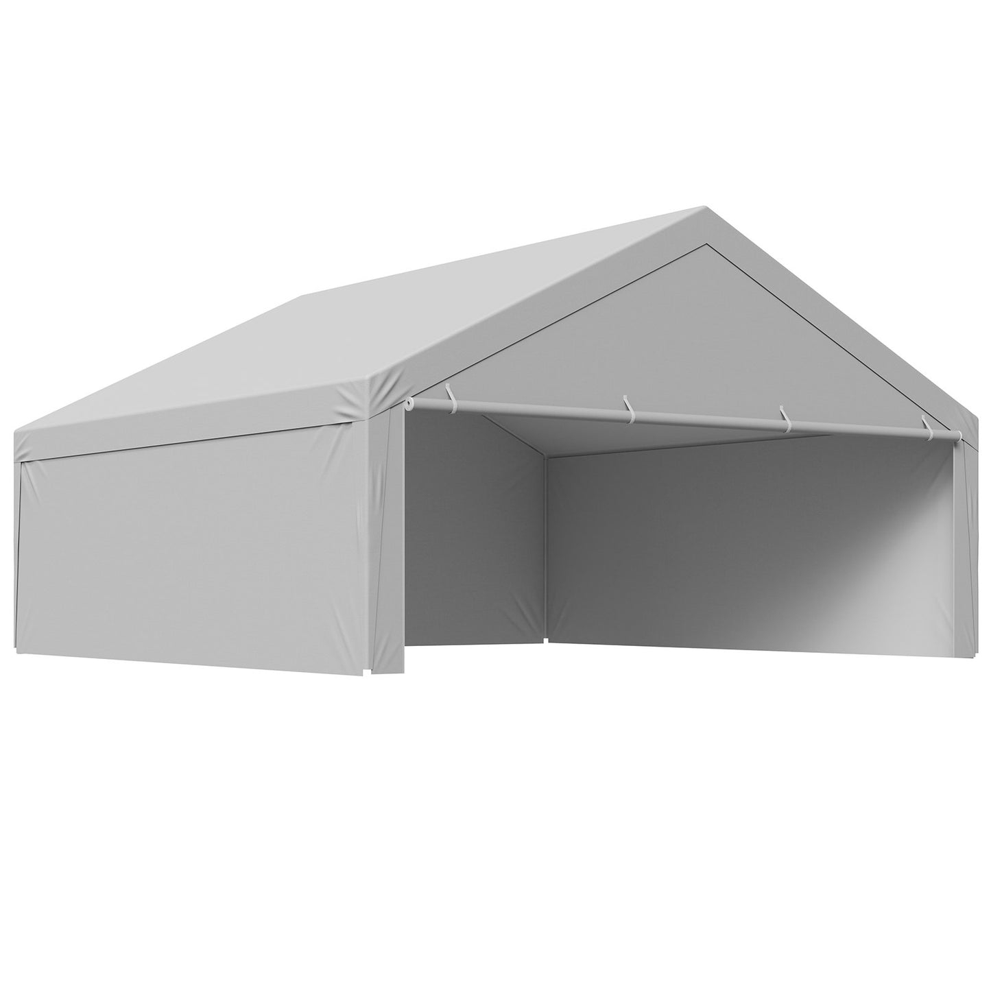 Carport Replacement Canopy, 6 x 6 m Potable Garage Tent Top Tarp with Sidewalls, UV-Resistant & Waterproof, Heavy Duty Car Shelter Tarp with Ball Buggees, Grey, Frame Not Included