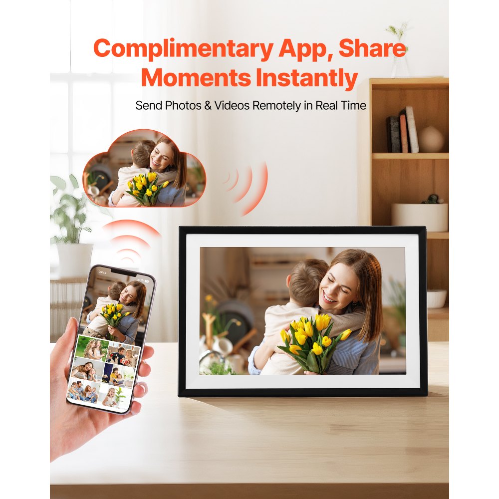 VEVOR 260 mm Digital Picture Frame 32GB IPS Touchscreen Wi-Fi Photo Frame