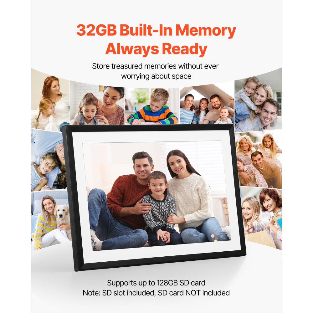 VEVOR 260 mm Digital Picture Frame 32GB IPS Touchscreen Wi-Fi Photo Frame