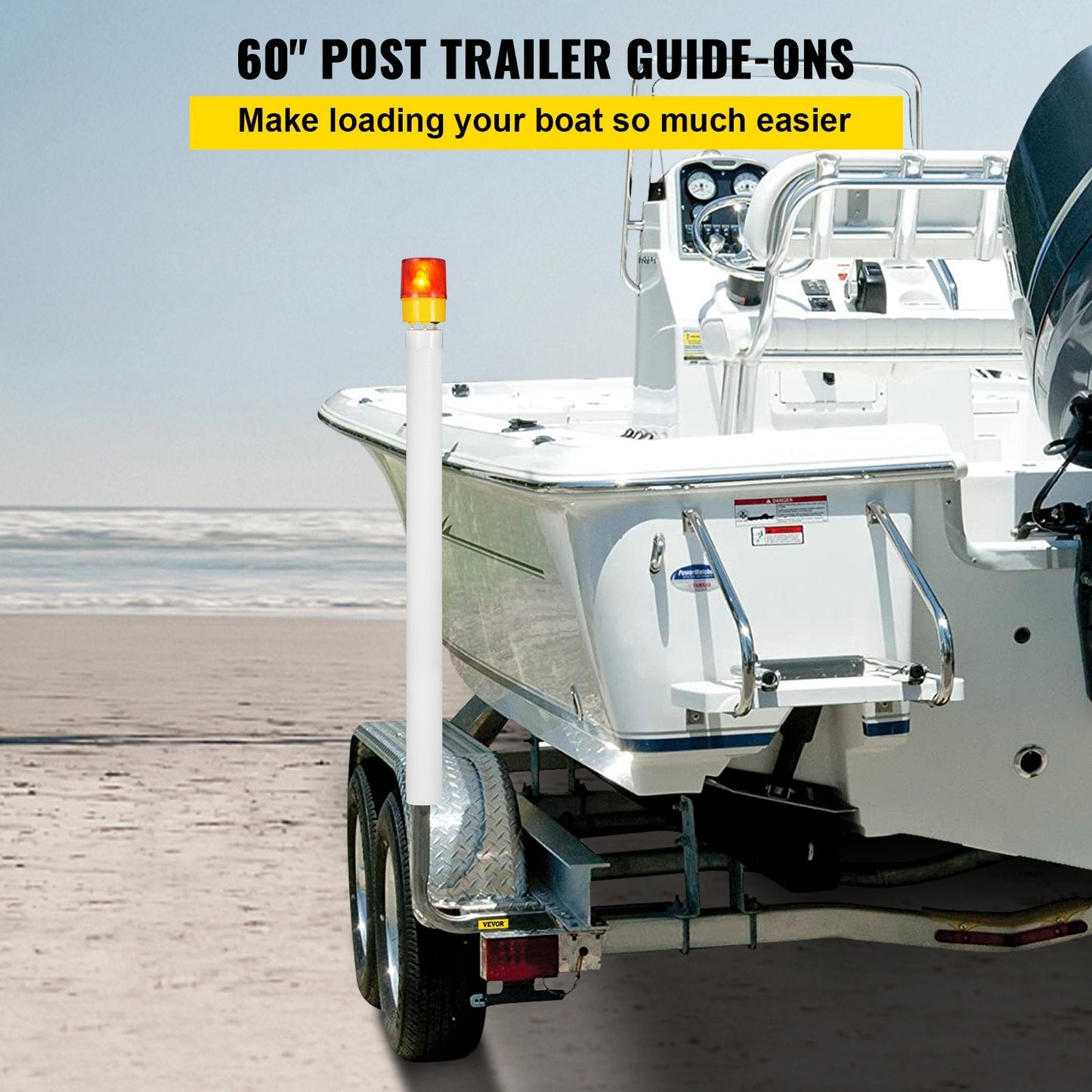 Steel Boat Trailer Guide with LED Lights and PVC Covers, 1.52m, 2-Pack