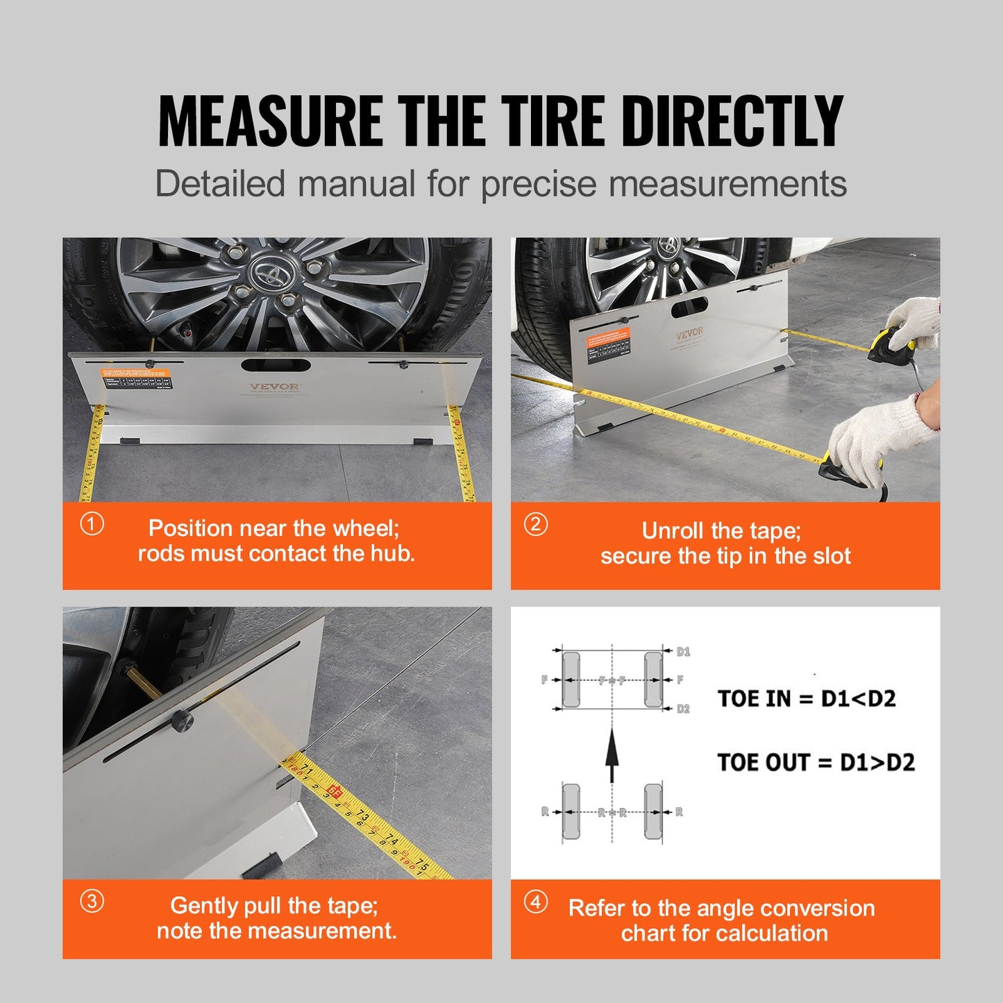 VEVOR Wheel Alignment Tool, 2-Pack Alignment Tool Toe Plates, Stainless Steel Toe