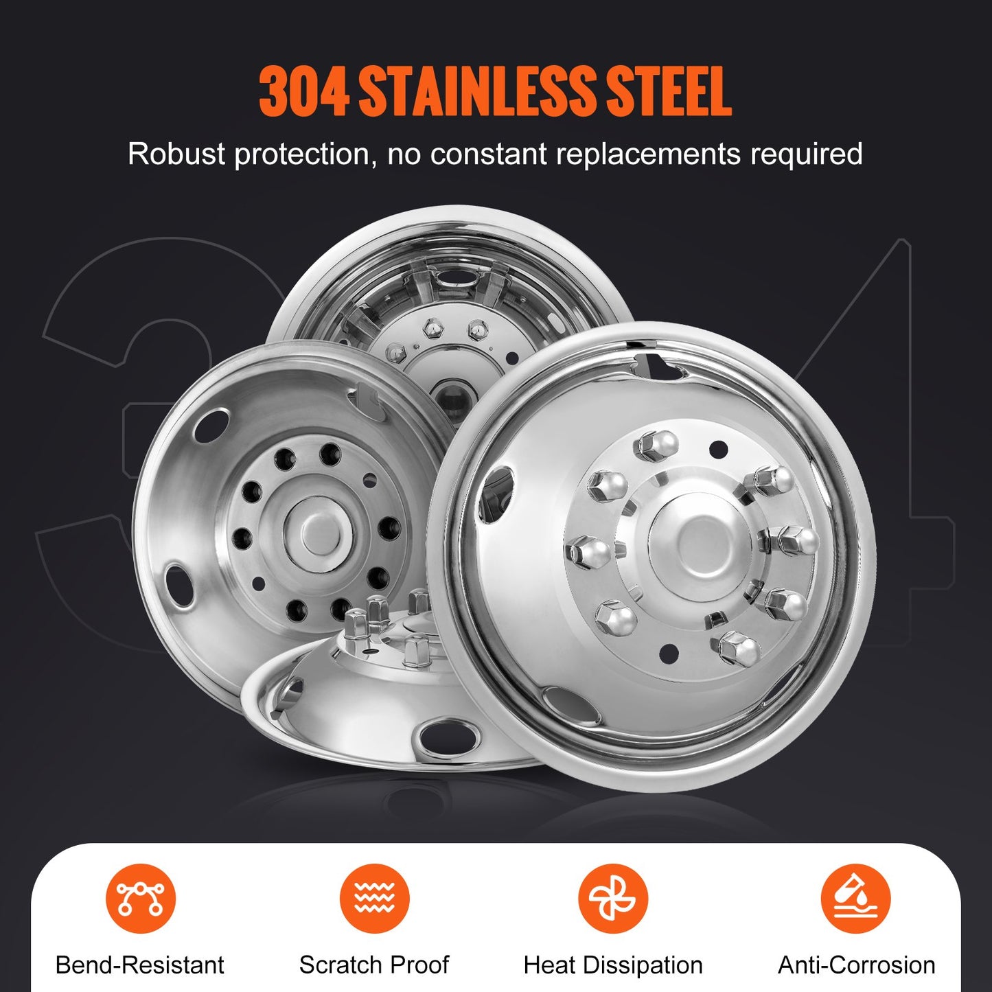 VEVOR 50cm 8 Lug Wheel Simulators, 304 Stainless Steel Wheel Simulator Kit with