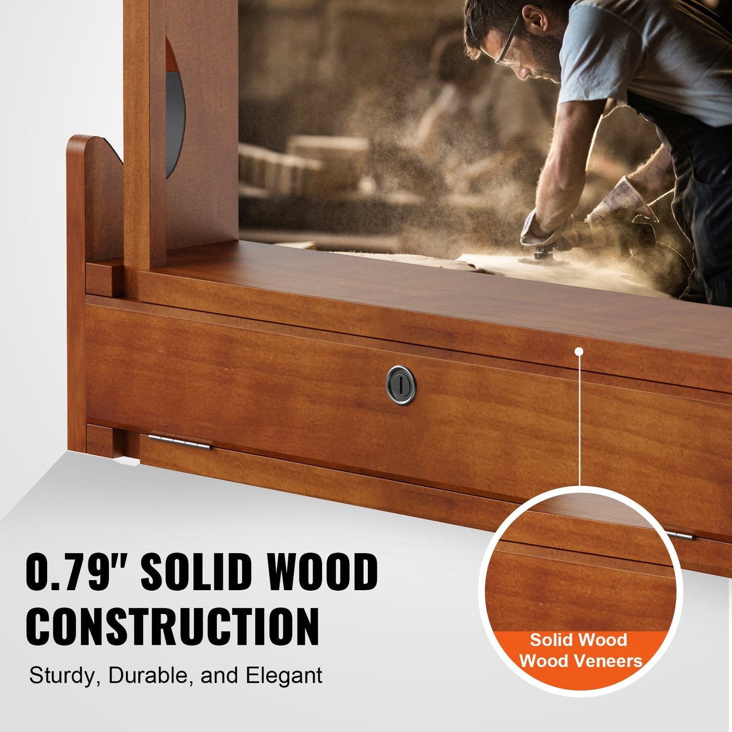 Wall-Mounted Wooden Gun Rack for 4 Rifles, 60 kg Capacity, Light Red