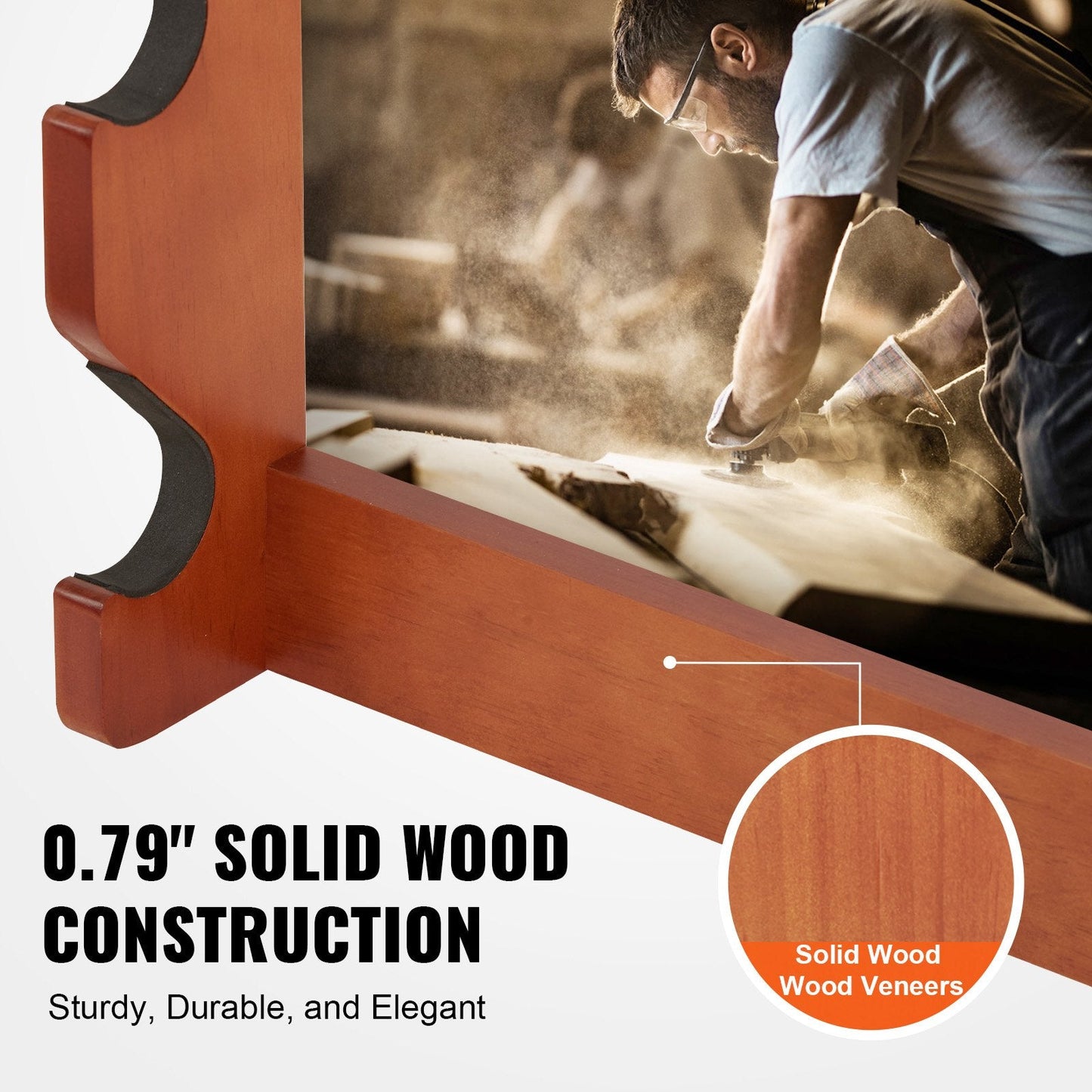 Wooden Wall Mount Gun Rack for 5 Rifles, 60 kg Capacity, Light Red Pine