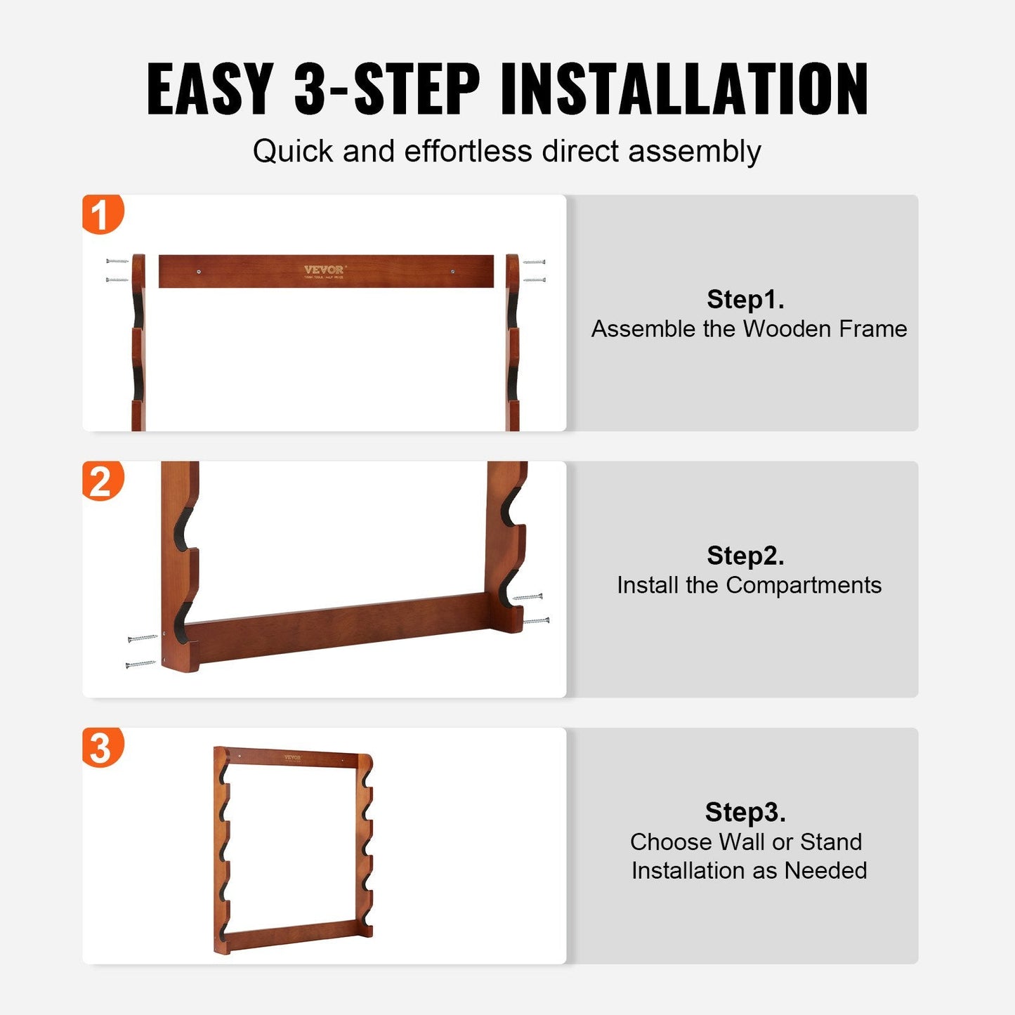 Wooden Wall Mount Gun Rack for 5 Rifles, 60 kg Capacity, Light Red Pine