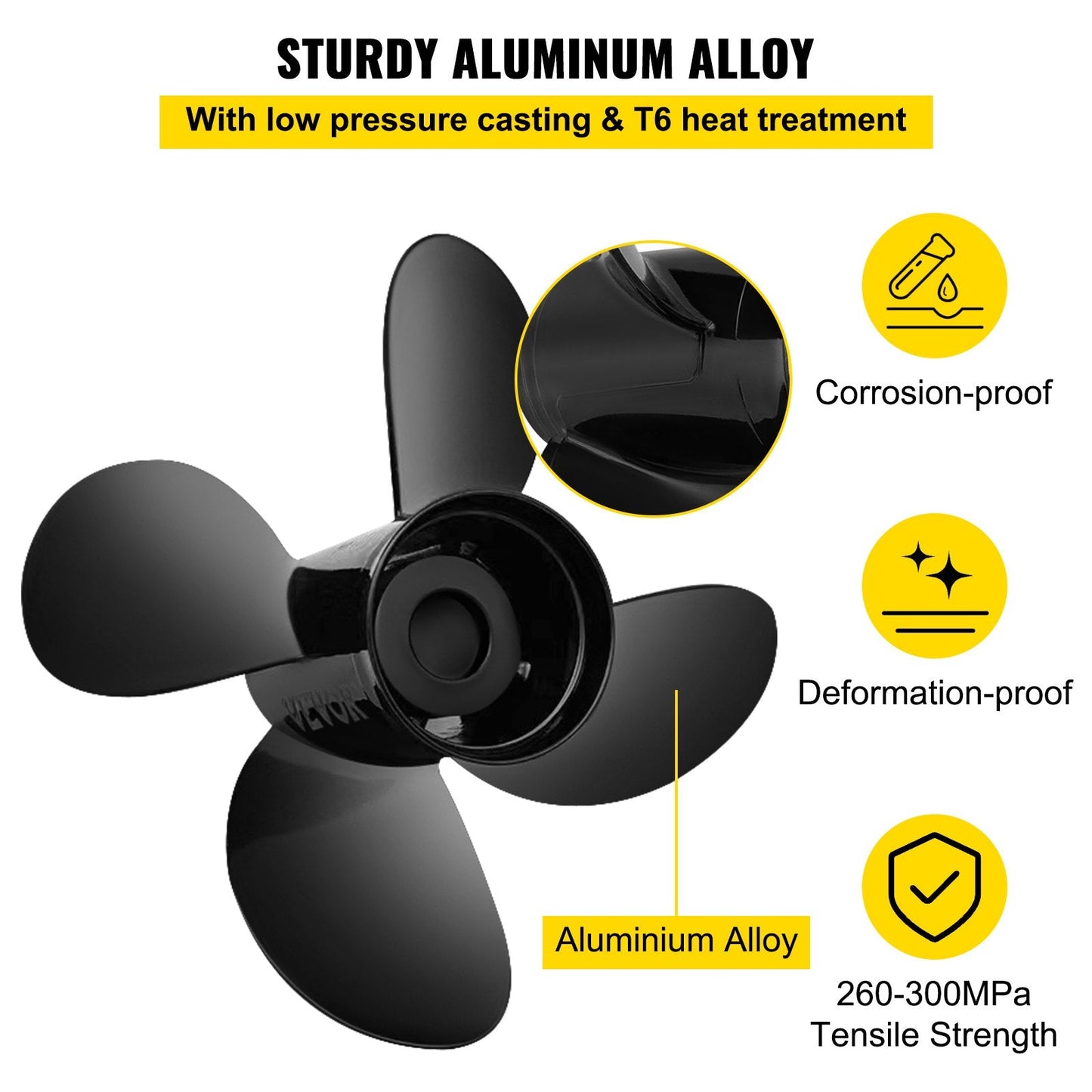 Aluminum 4-Blade 36.8 cm x 43.2 cm Outboard Propeller for 135-300HP Motors