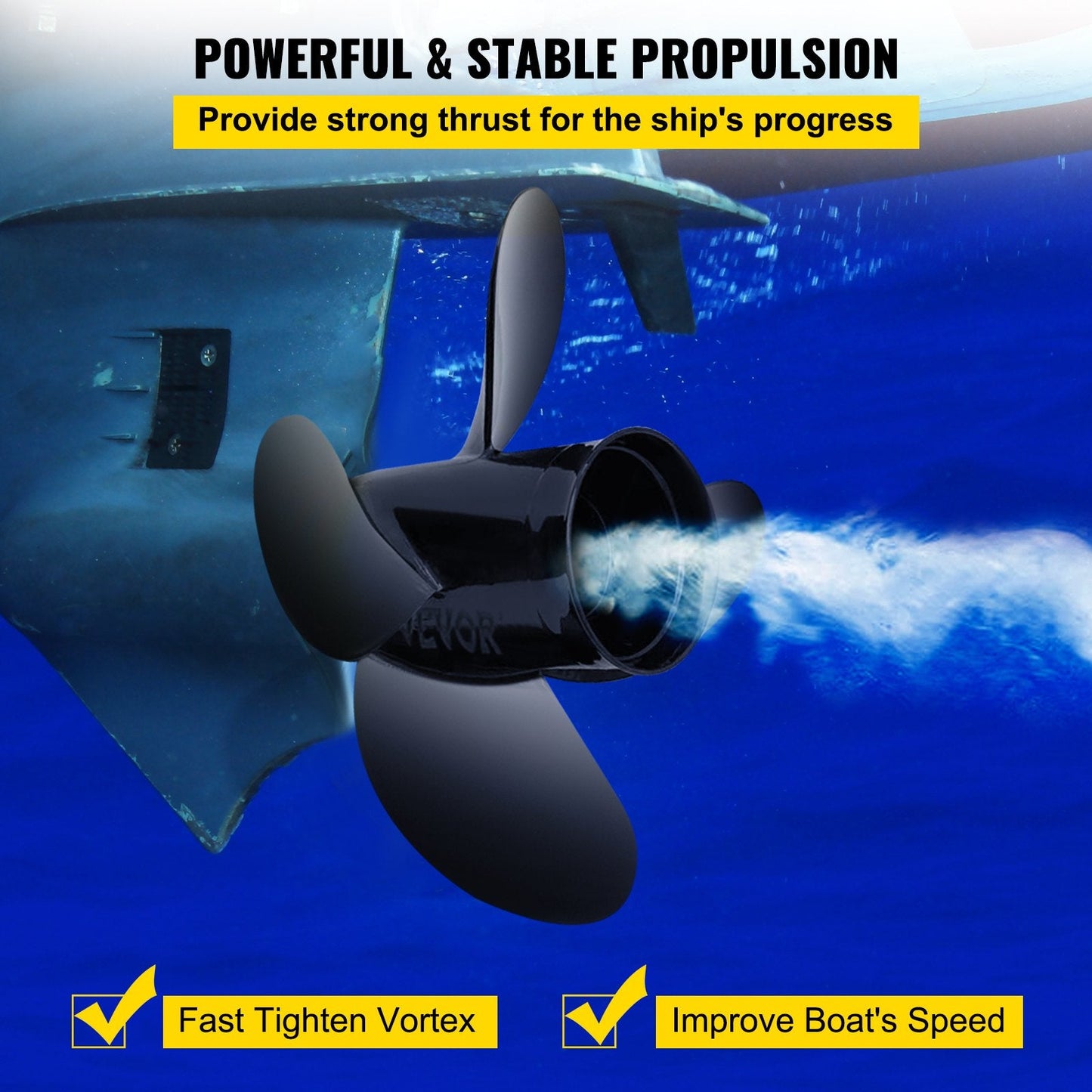 Aluminum Outboard Propeller, 4 Blades, 35.6 cm x 48.3 cm, for 135-300HP Motors