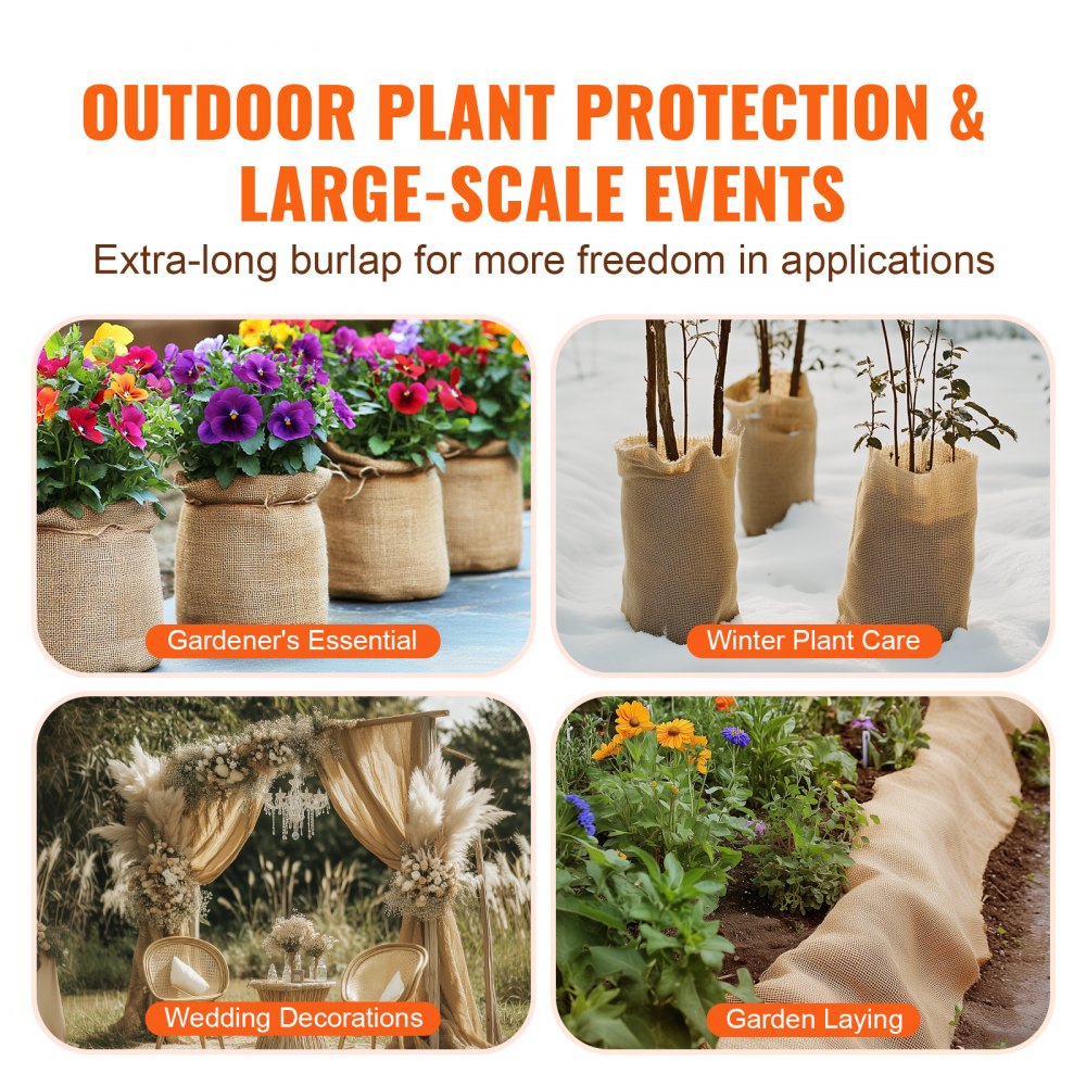 Burlap Fabric Roll Burlap Tree Wrap 355 mm x 45.7 m for Crafts & Plants