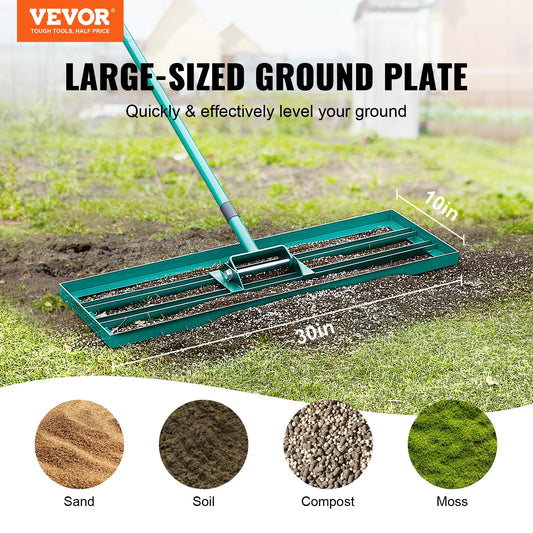 VEVOR Lawn Leveling Rake, 30"x10" Level Lawn Tool, Heavy-duty Lawn Leveler with