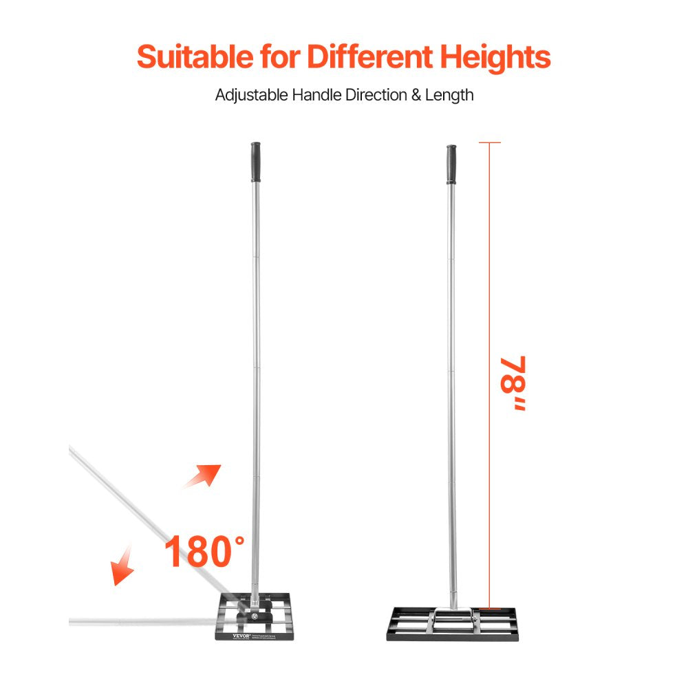 254 x 430 mm Lawn Leveling Rake 1980 mm Adjustable Handle for Yard Golf Court