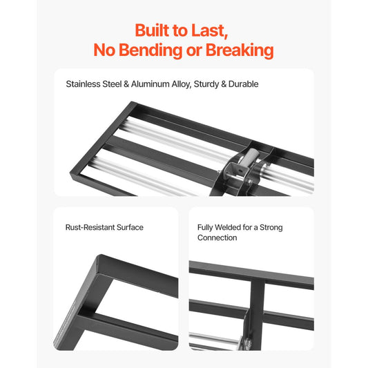 254 x 1219 mm Lawn Leveling Rake with 2130 mm Adjustable Handle for Yard Garden