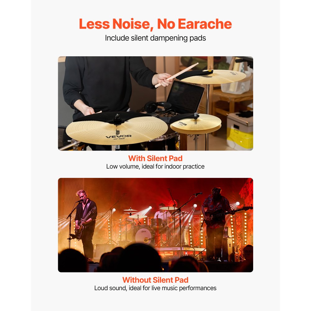 Cymbal Pack 3 Pieces Cymbals Drum Set 35.5 40 50.5 cm Cymbals for Drum