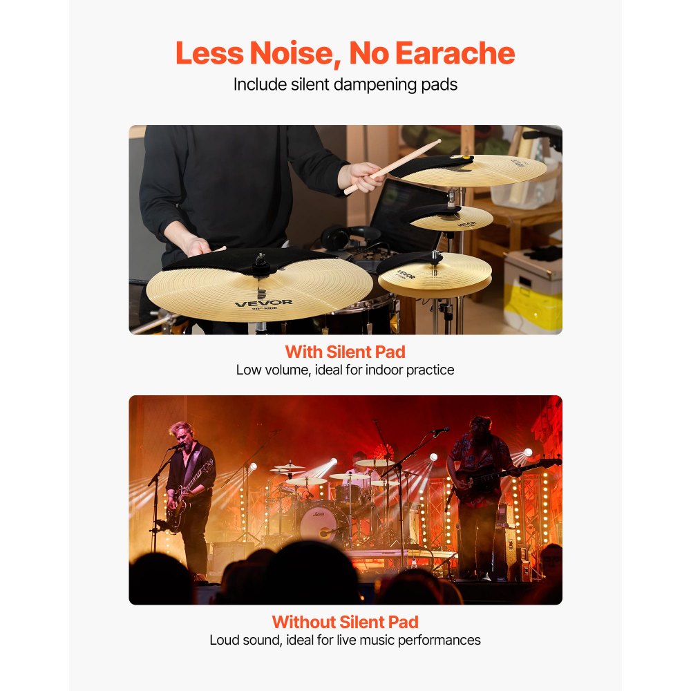 Cymbal Pack 6 Pieces Cymbal Set 25.4 35.5 40 45.5 50.5 cm Cymbals for Drum