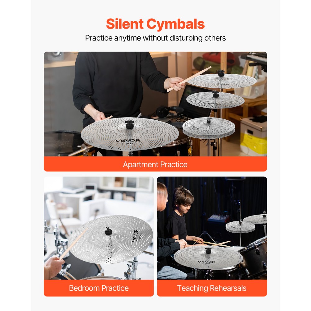 Low Volume Cymbal Pack 4 Pieces 35 40 45.5 50.5 cm Alloy Cymbals for Drum