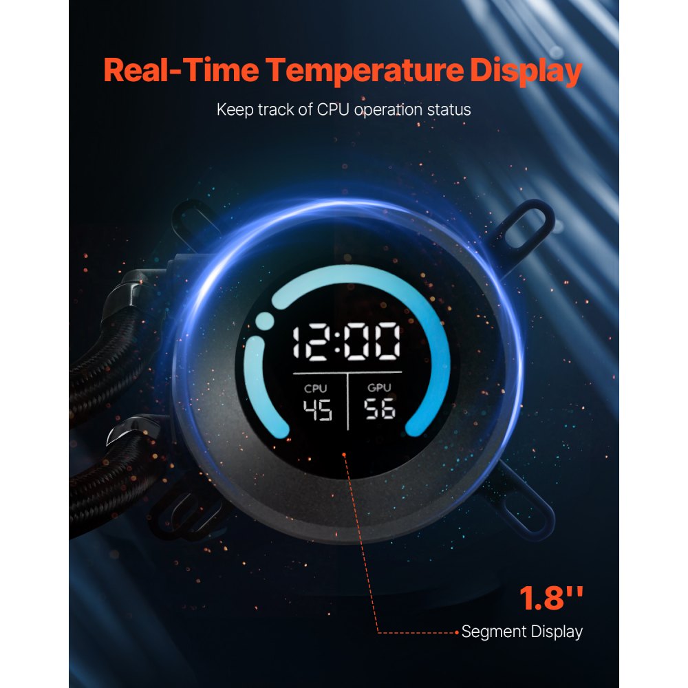 VEVOR CPU Liquid Cooler AIO CPU Water Cooler with 120 mm PWN Fans for Intel AMD