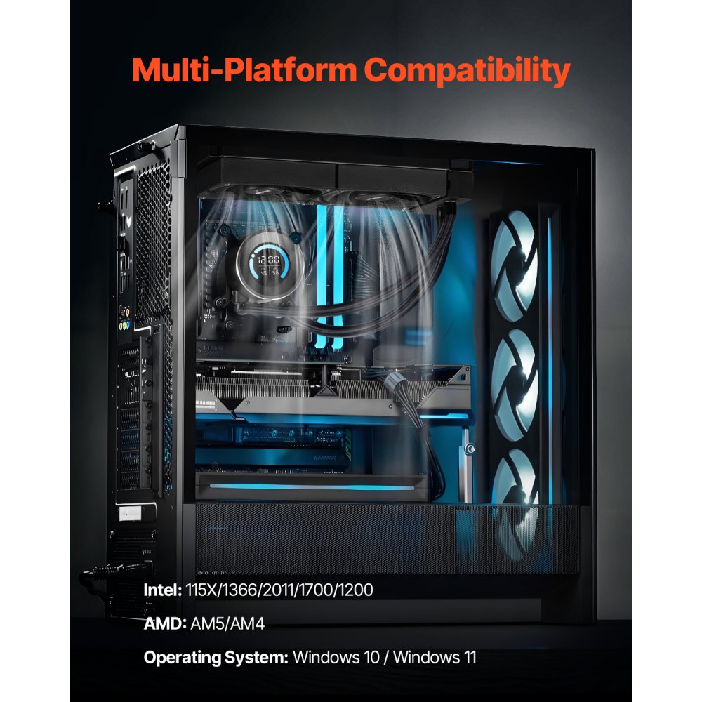 VEVOR CPU Liquid Cooler AIO CPU Water Cooler with 120 mm PWN Fans for Intel AMD