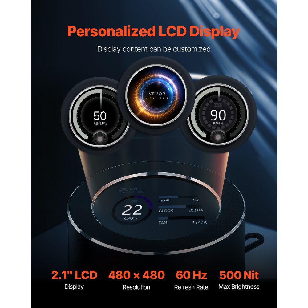 VEVOR CPU Liquid Cooler AIO CPU Water Cooler with 3 PWN Fans(120 mm) Intel AMD