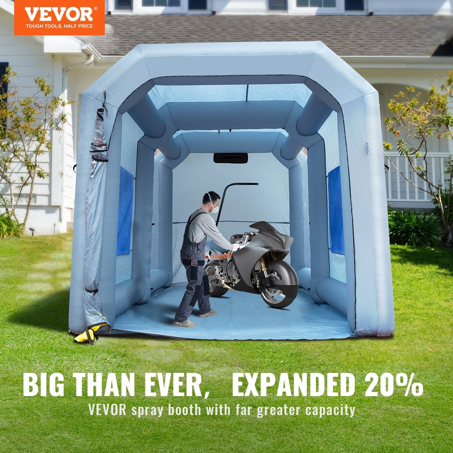 Inflatable Car Paint Tent with Filter System & 950W Blower, 4 x 2.95 x 2.75 m