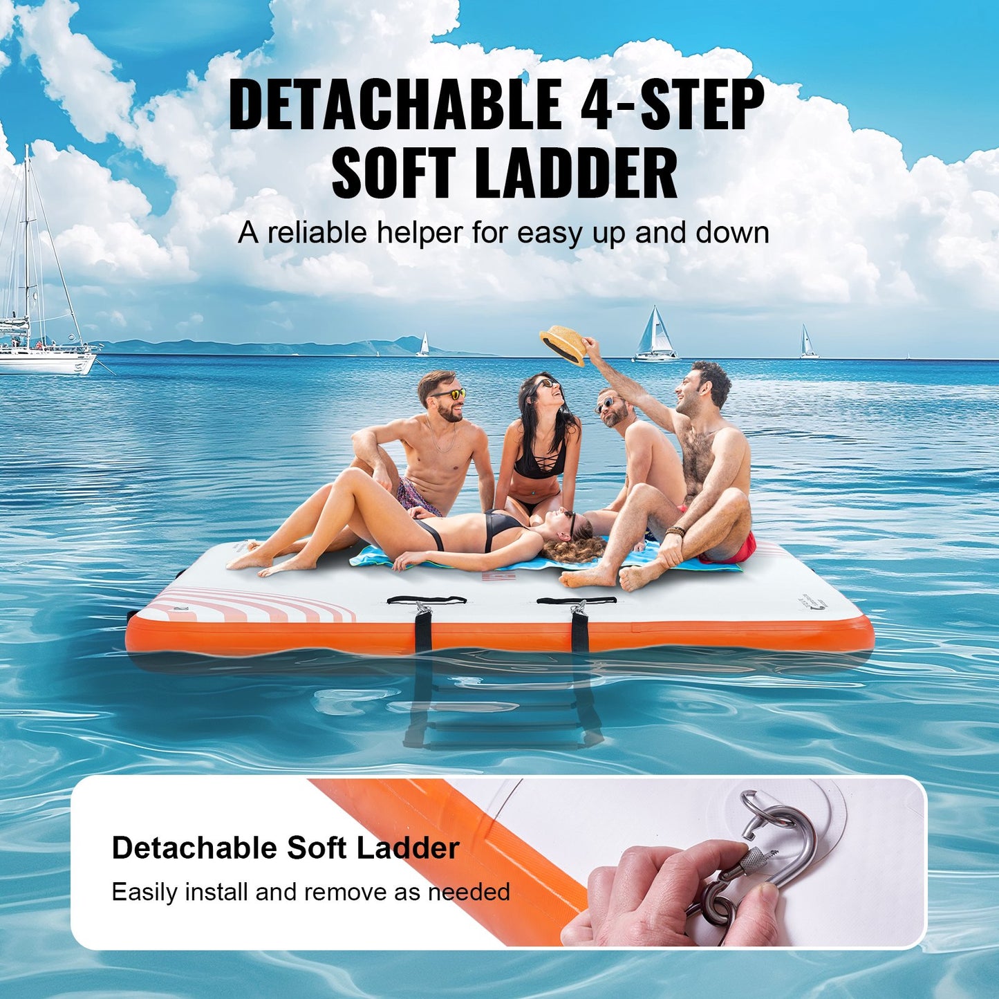 VEVOR Inflatable Floating Dock, 6 x 5FT Inflatable Dock Platform, Non-Slip Water