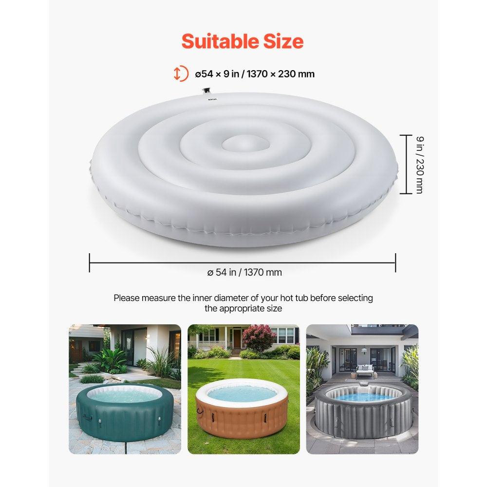 VEVOR Inflatable Hot Tub Cover 137cm Round Lid Weatherproof and Waterproof White