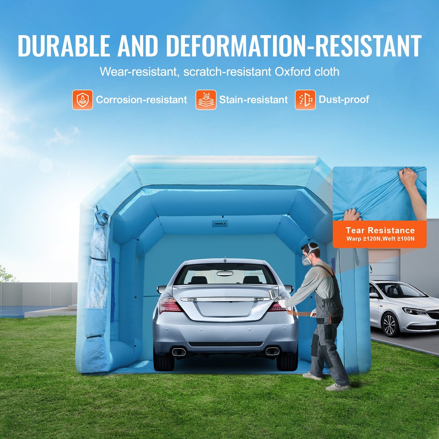 VEVOR Inflatable Paint Booth 21x13.5x9.8ft Inflatable Spray Booth 1100W Blower