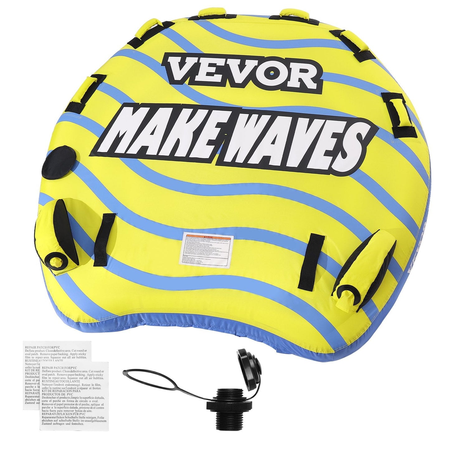 3-Person Inflatable Towable Tube with Bumper Fins for Boating, 231 kg Capacity