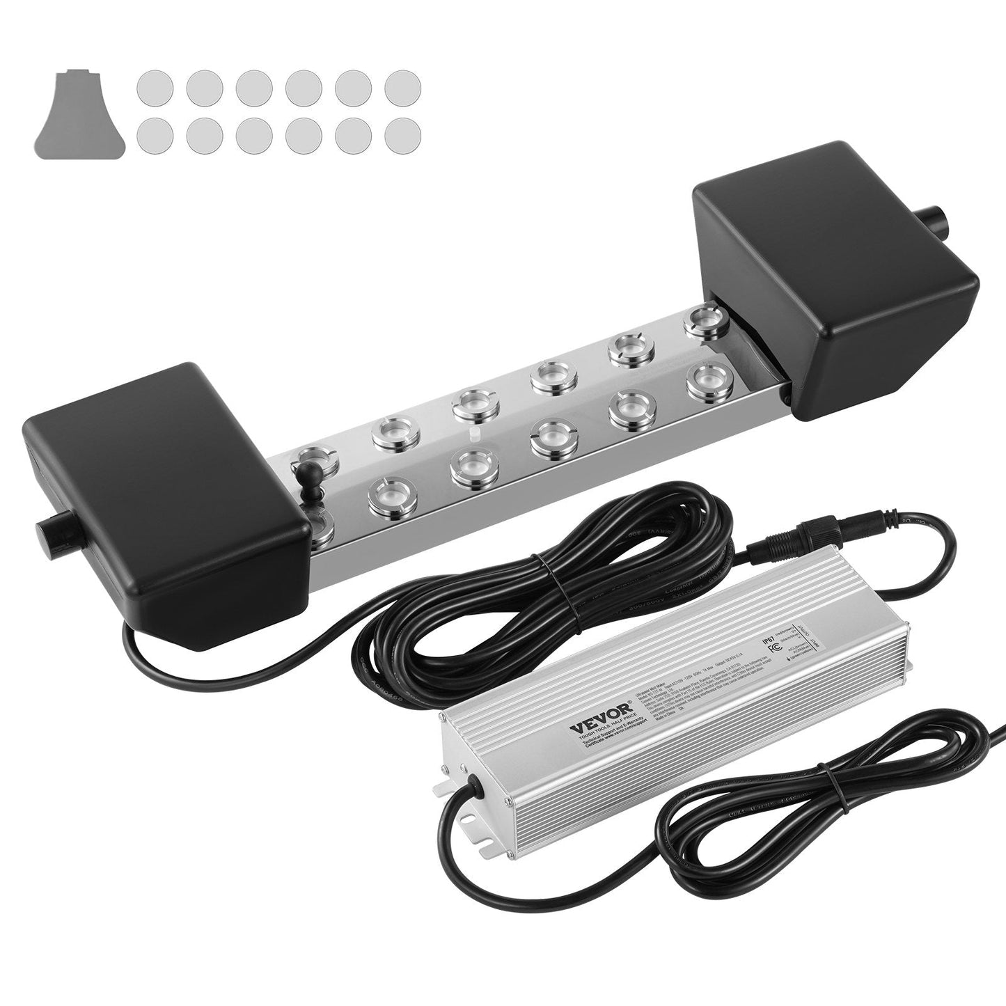 12-Head Ultrasonic Fogger, 9L/H, IP67 Waterproof, Stainless Steel, 2.8kg