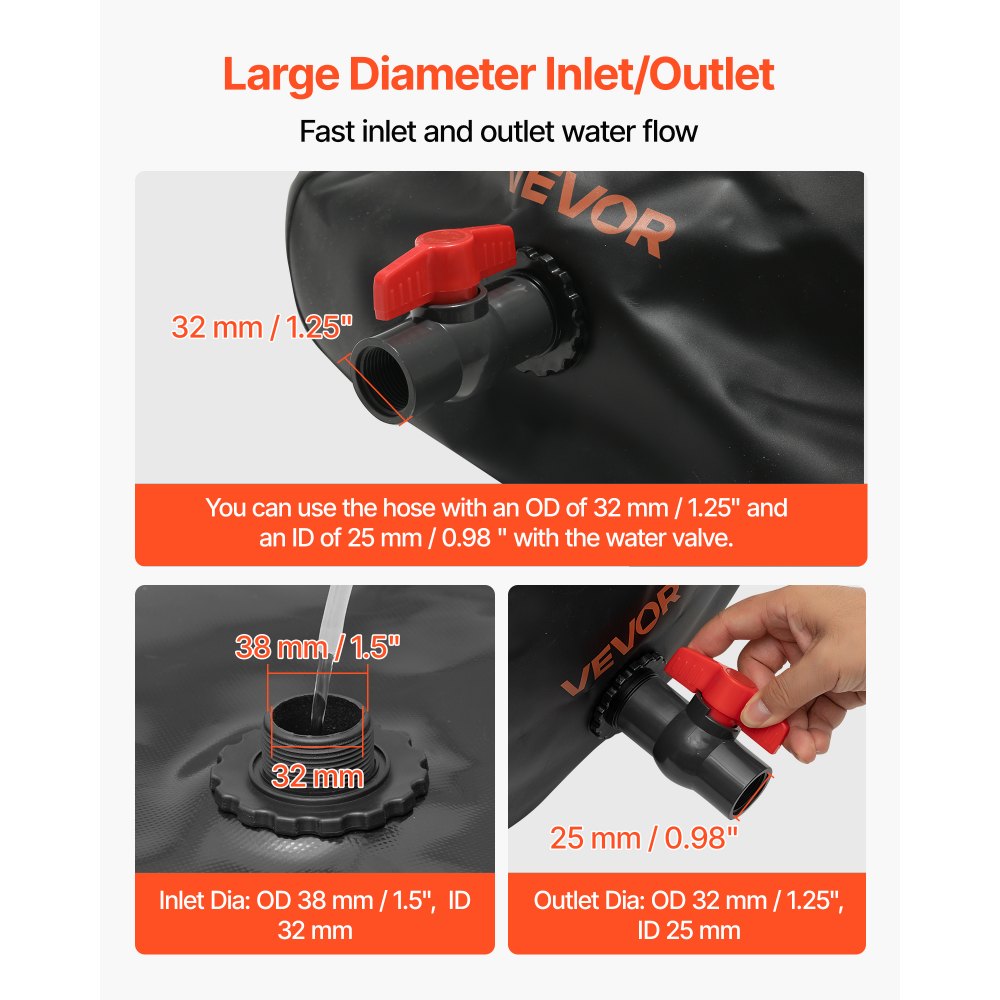 Water Storage Bladder 240L PVC Collapsible Portable Water Tank Black