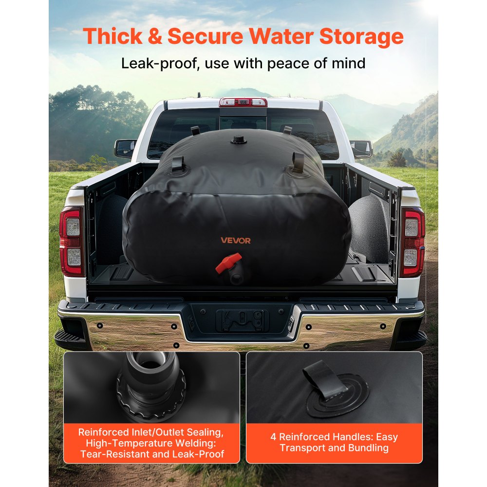 Water Storage Bladder 330L PVC Collapsible Portable Water Tank Black