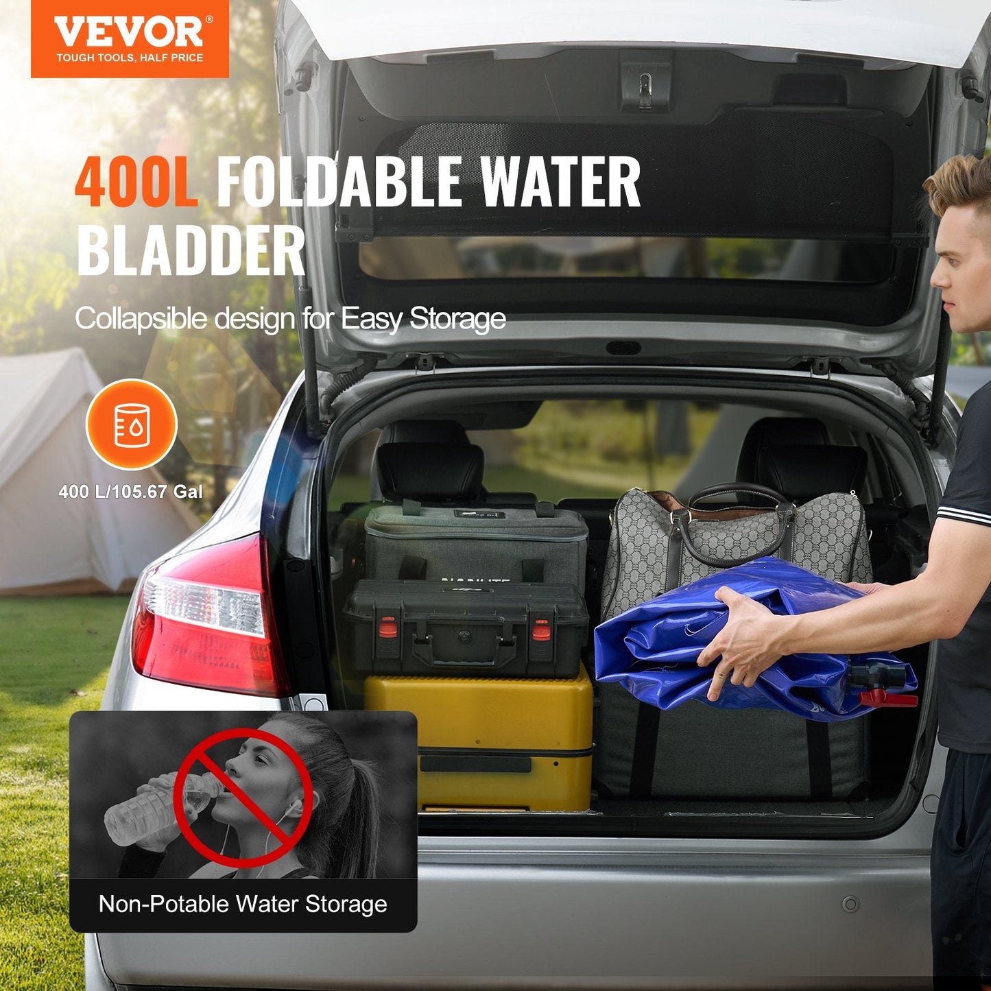 Collapsible 400L PVC Water Storage Bladder Tank, Durable & Leak-Proof Design