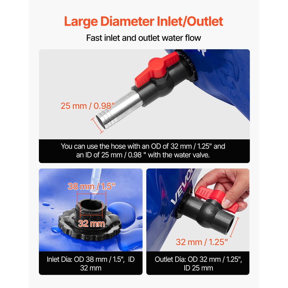 Water Storage Bladder 540L 1000D PVC Collapsible Portable Water Tank