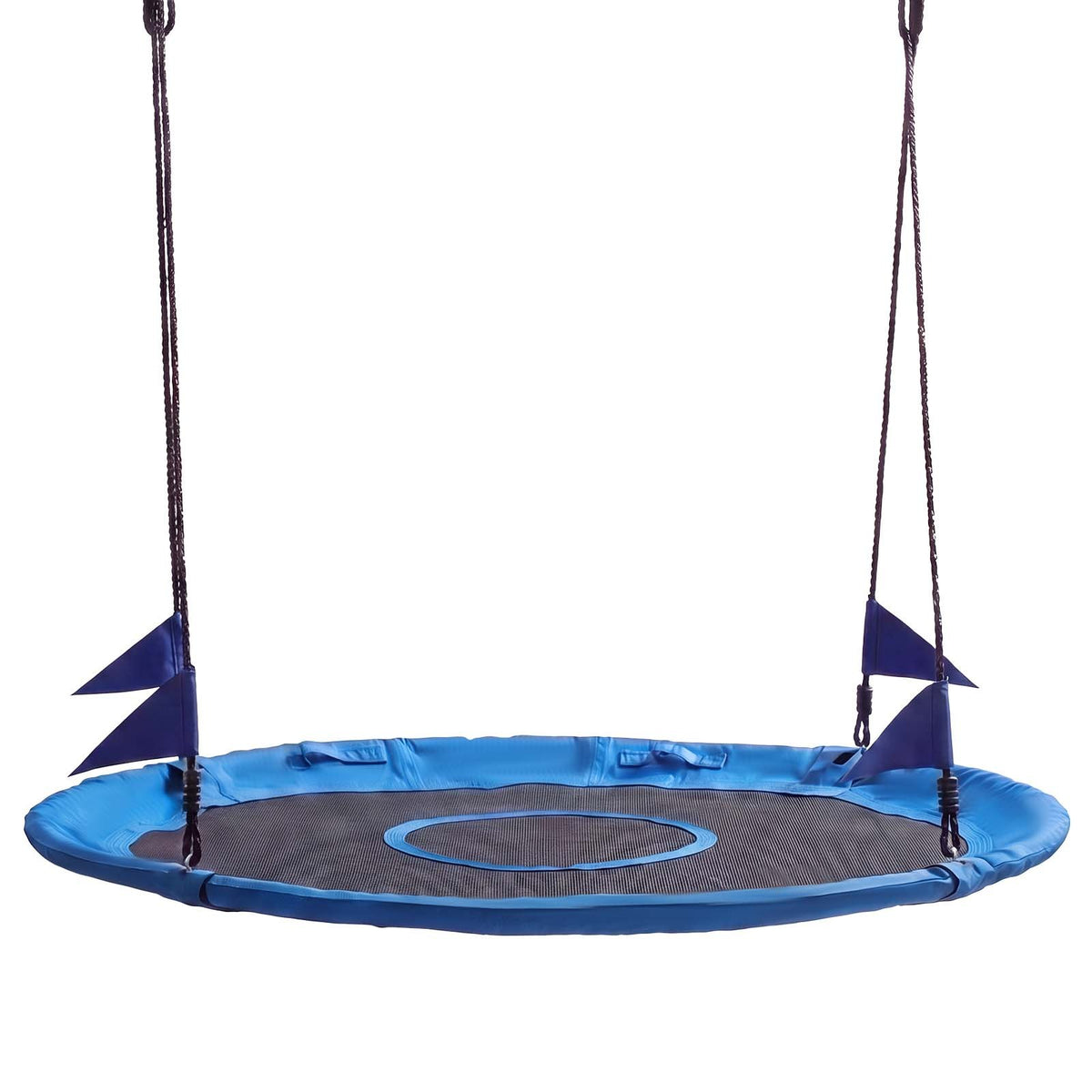Tree Swing 149 cm Saucer Swing for Kids Adults 317 kg Weight Capacity, for Backyard Outdoor & Indoor, 360° Rotation, 900D Oxford Fabric Round Seat with 2 Hanging Straps & Adjustable Ropes, Blue