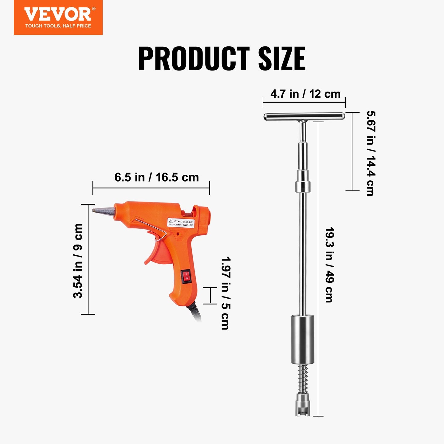 VEVOR 52 PCS Dent Removal Kit, Paintless Dent Repair Kit with 2-in-1 Slide Hammer