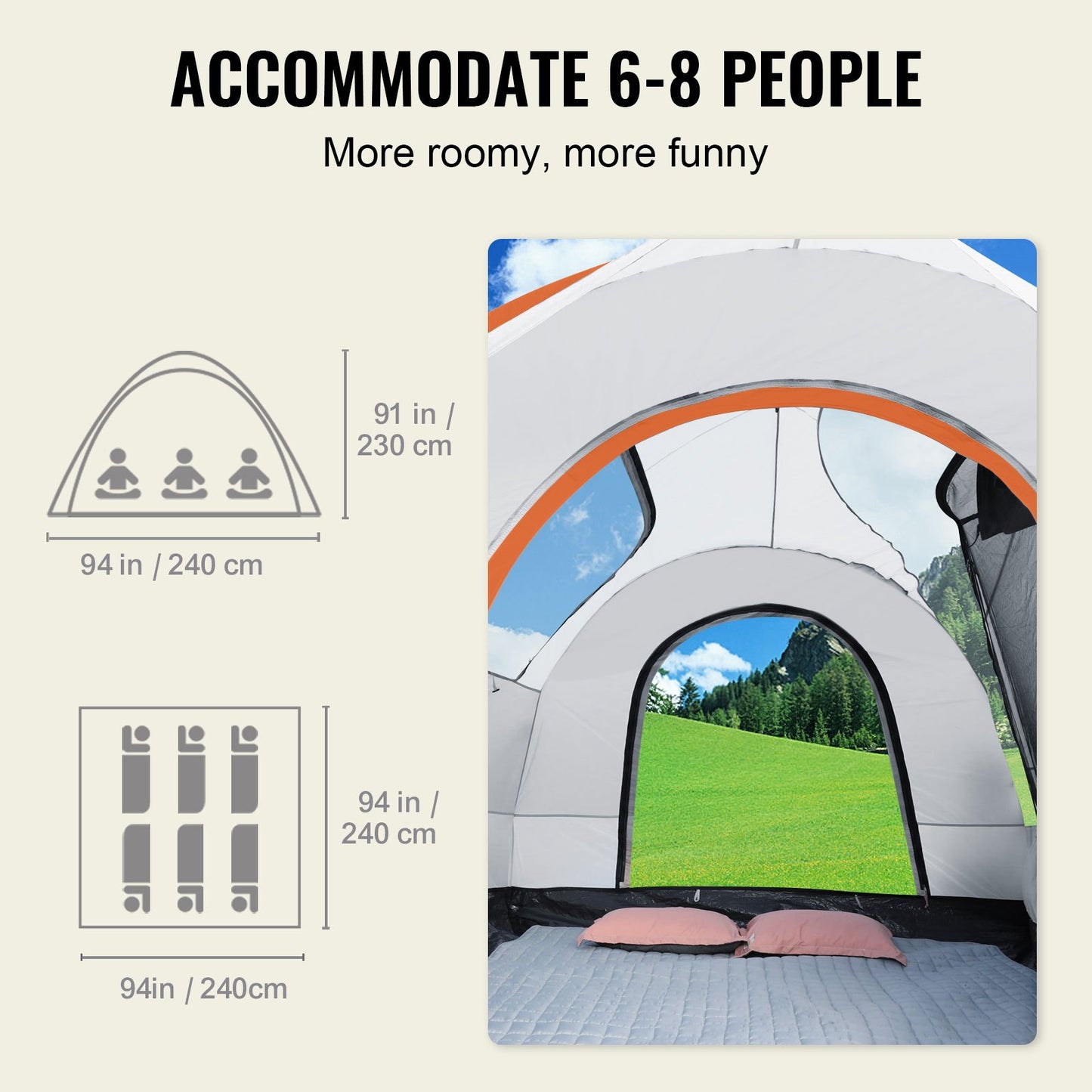 VEVOR SUV Camping Tent, 8'-8' SUV Tent Attachment for Camping with Rain Layer and