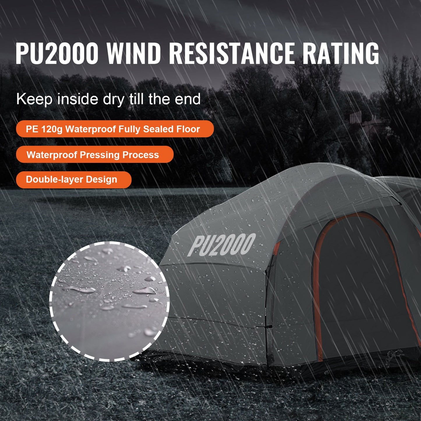 VEVOR SUV Camping Tent, 8'-8' SUV Tent Attachment for Camping with Rain Layer and